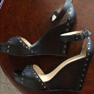 Via Spiga genuine leather studded wedges